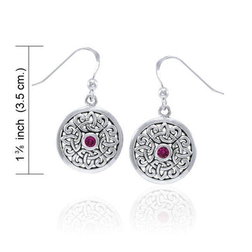 Celtic Flower with Gemstone Silver Earrings TER1387 - Jewelry